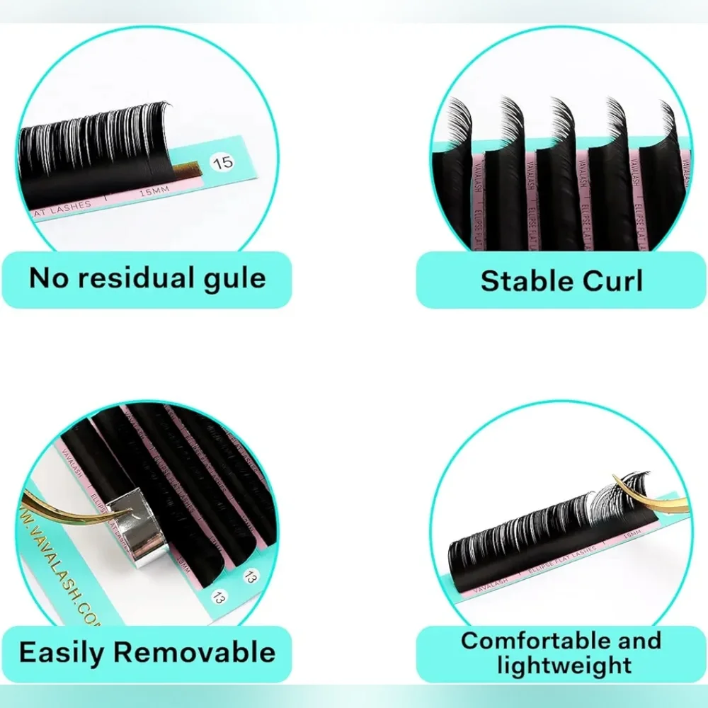 Ellipse Eyelash Extensions 0.15mm DD Curl 8-15mm Mixed Flat Eyelash Extension